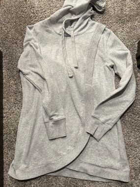 Old Navy Light Gray Hooded Wrap-Front Sweatshirt